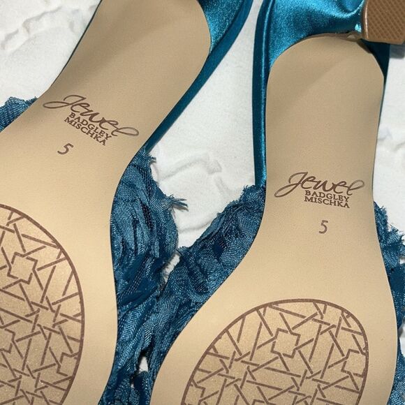 Badgley Mischa  Blue Satin Slip-on Kitten Heel Sandals(Size 5) - Picture 8 of 8